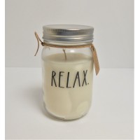 Rae Dunn by Magenta "RELAX." Mason Jar Scented Candle Citrus Clove Scent   283010300906
